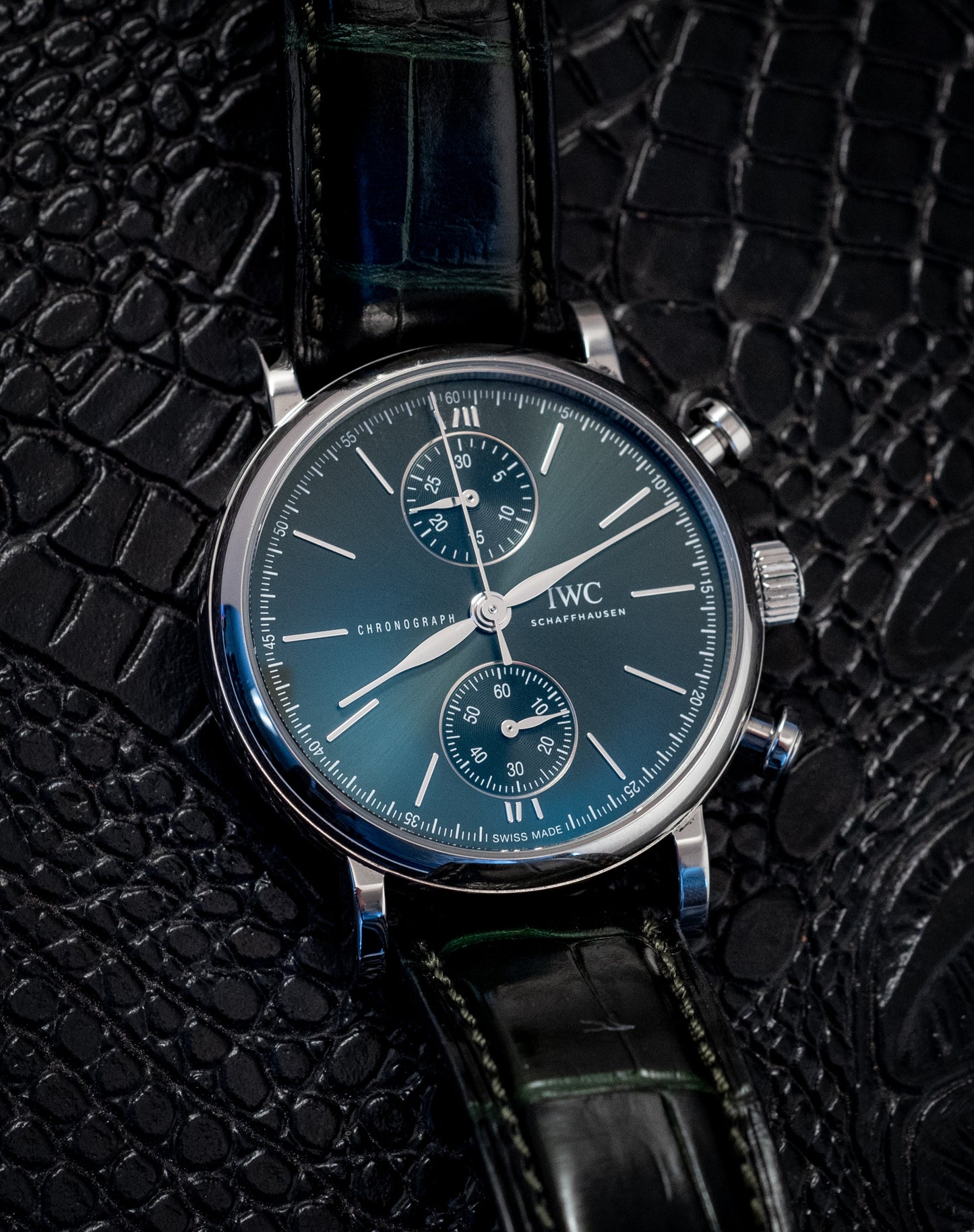 IWC Portofino 2022 Chronograph Green Dial 39MM Warranty Unti 4/2030 Box And Papers Ref IW391405