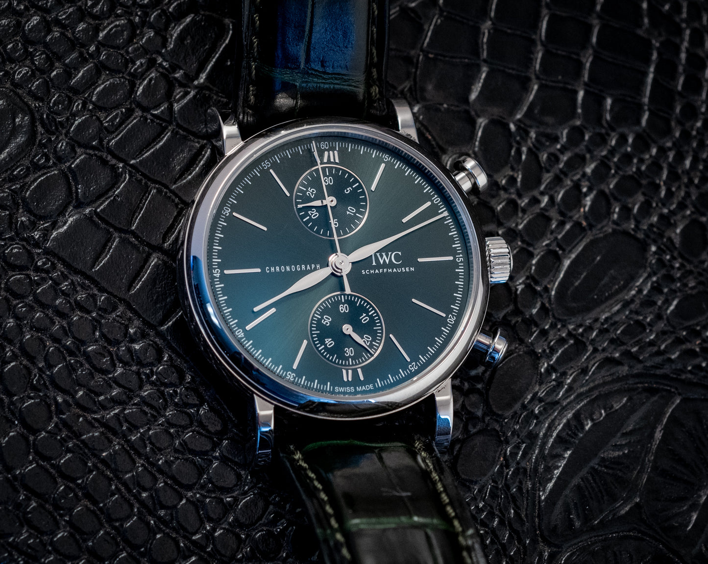 IWC Portofino 2022 Chronograph Green Dial 39MM Warranty Unti 4/2030 Box And Papers Ref IW391405