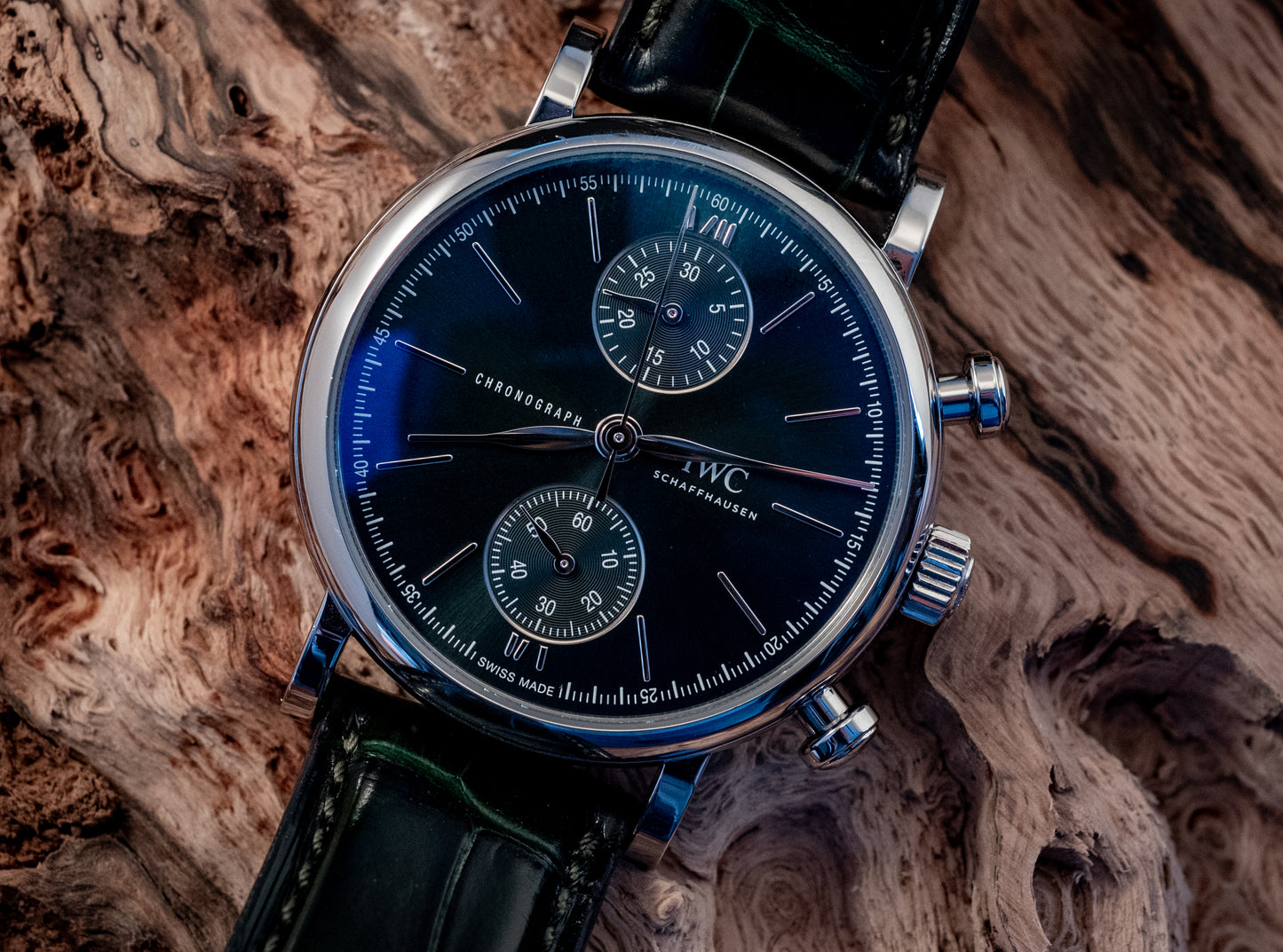 IWC Portofino 2022 Chronograph Green Dial 39MM Warranty Unti 4/2030 Box And Papers Ref IW391405