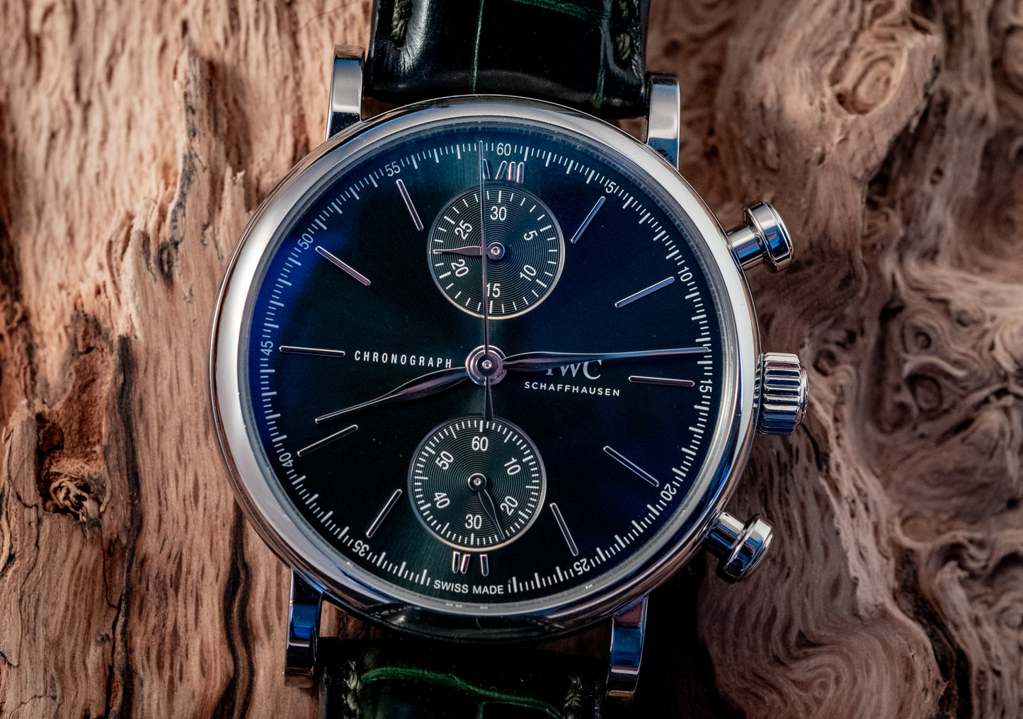 IWC Portofino 2022 Chronograph Green Dial 39MM Warranty Unti 4/2030 Box And Papers Ref IW391405