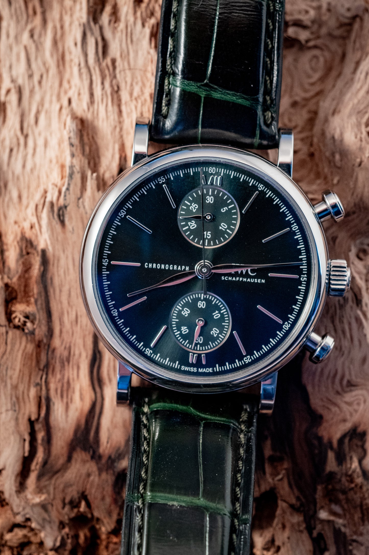 IWC Portofino 2022 Chronograph Green Dial 39MM Warranty Unti 4/2030 Box And Papers Ref IW391405