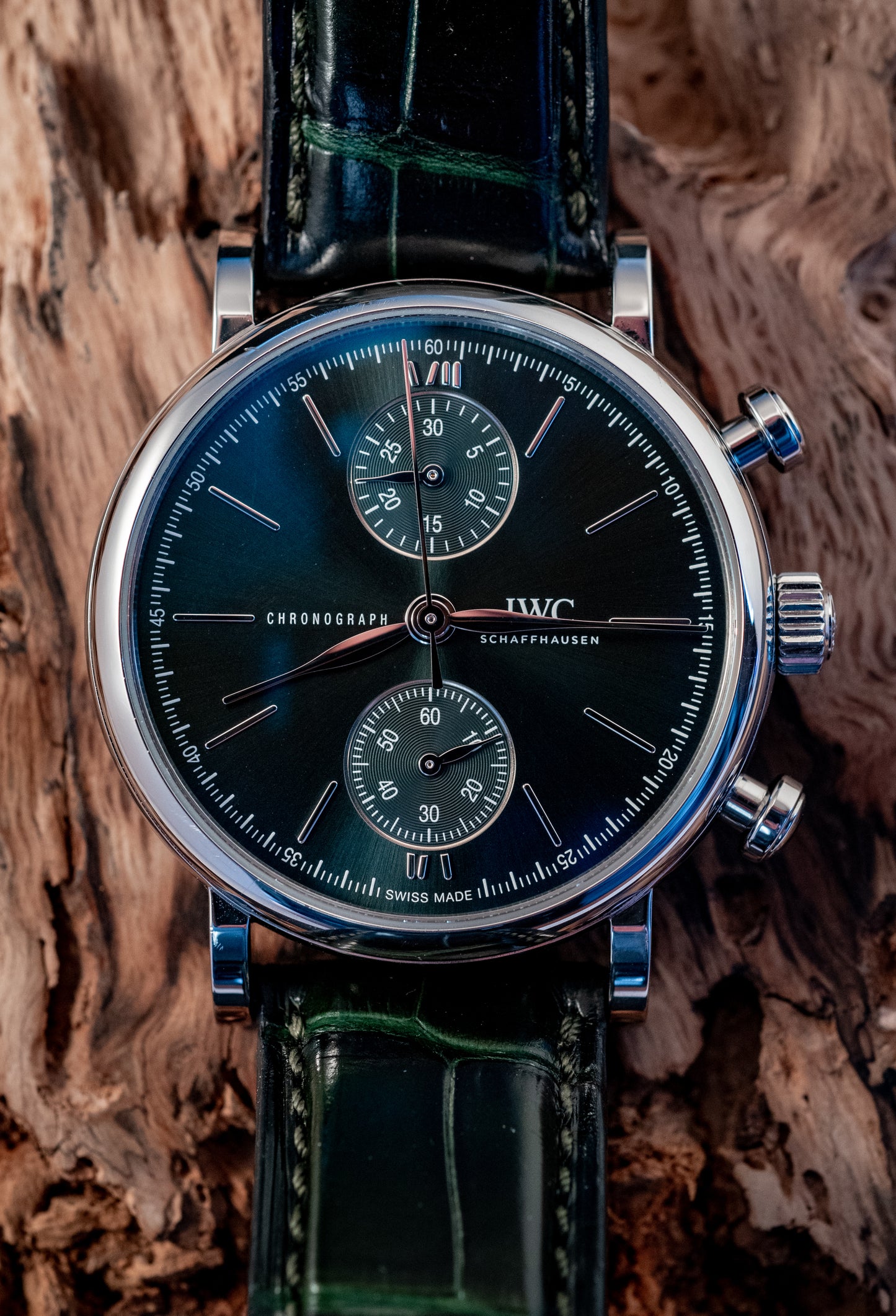 IWC Portofino 2022 Chronograph Green Dial 39MM Warranty Unti 4/2030 Box And Papers Ref IW391405