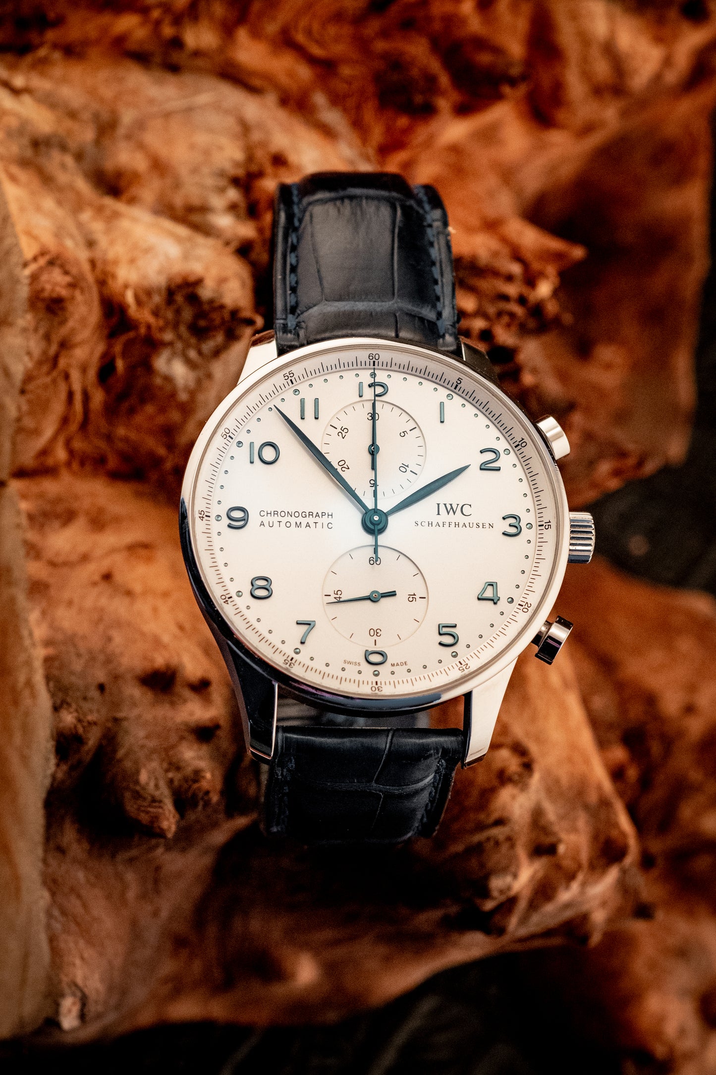 IWC Portuguese Chronograph Blue Strap Box And Papers Ref IW371446