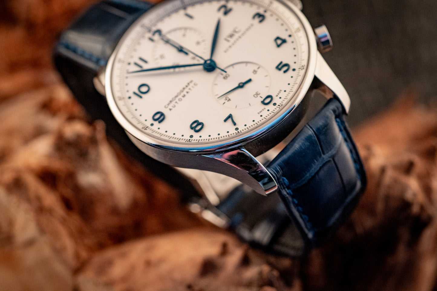 IWC Portuguese Chronograph Blue Strap Box And Papers Ref IW371446