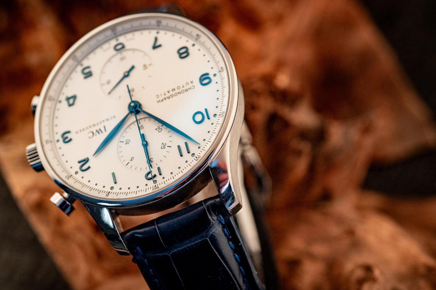 IWC Portuguese Chronograph Blue Strap Box And Papers Ref IW371446