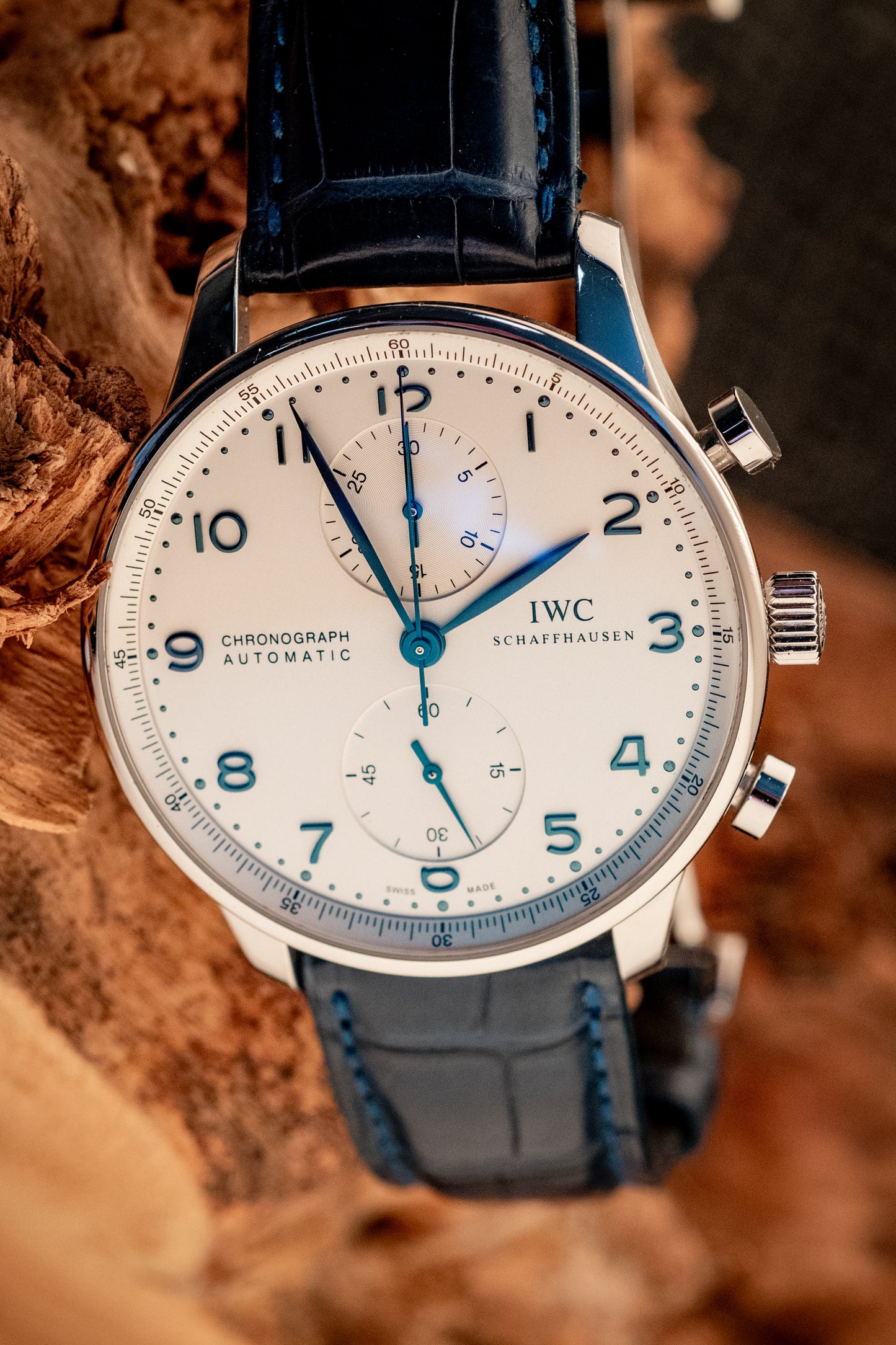 IWC Portuguese Chronograph Blue Strap Box And Papers Ref IW371446