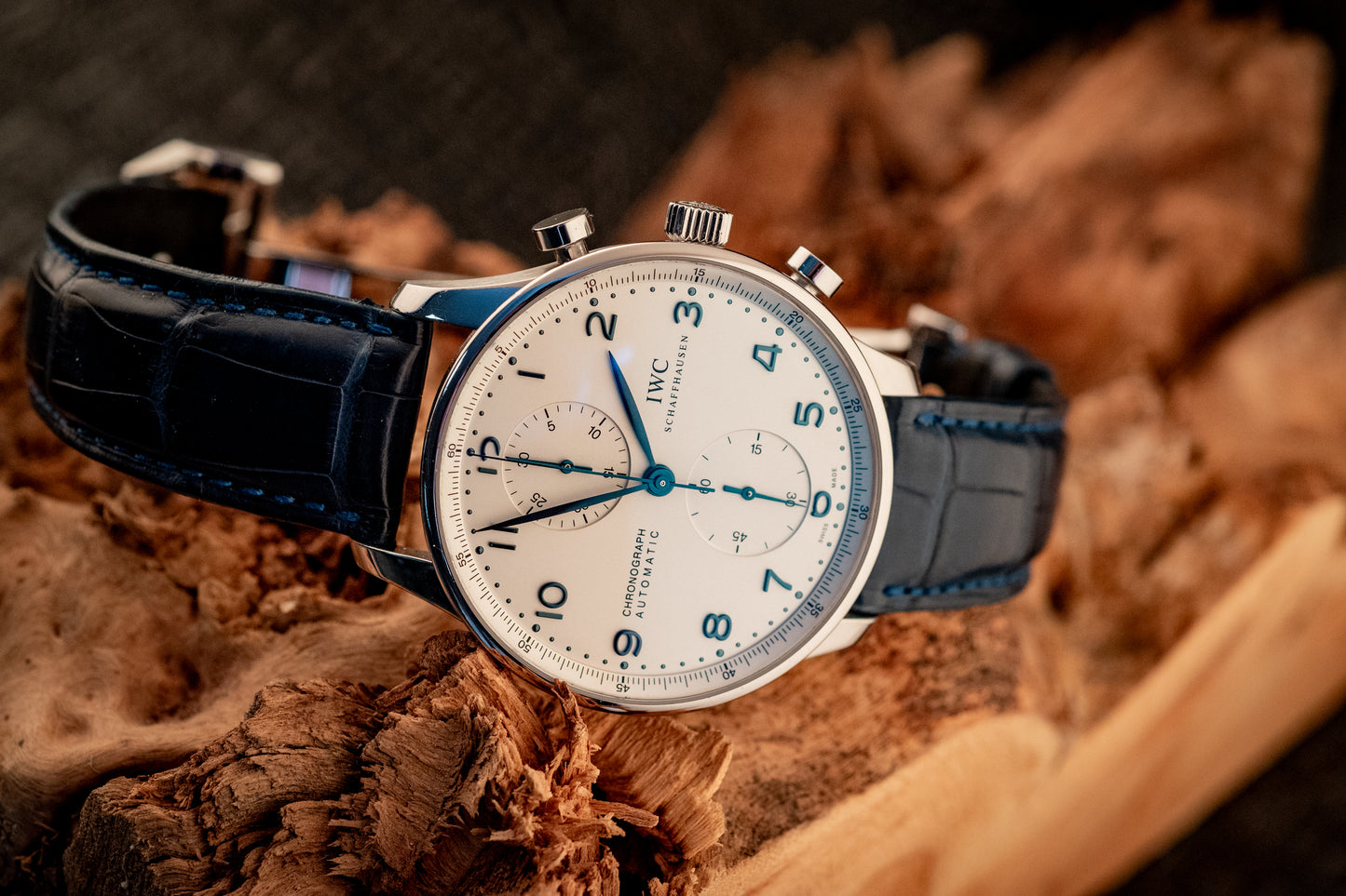 IWC Portuguese Chronograph Blue Strap Box And Papers Ref IW371446
