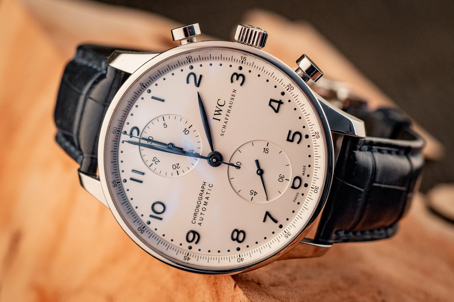 IWC Portuguese Chronograph Blue Strap Box And Papers Ref IW371446