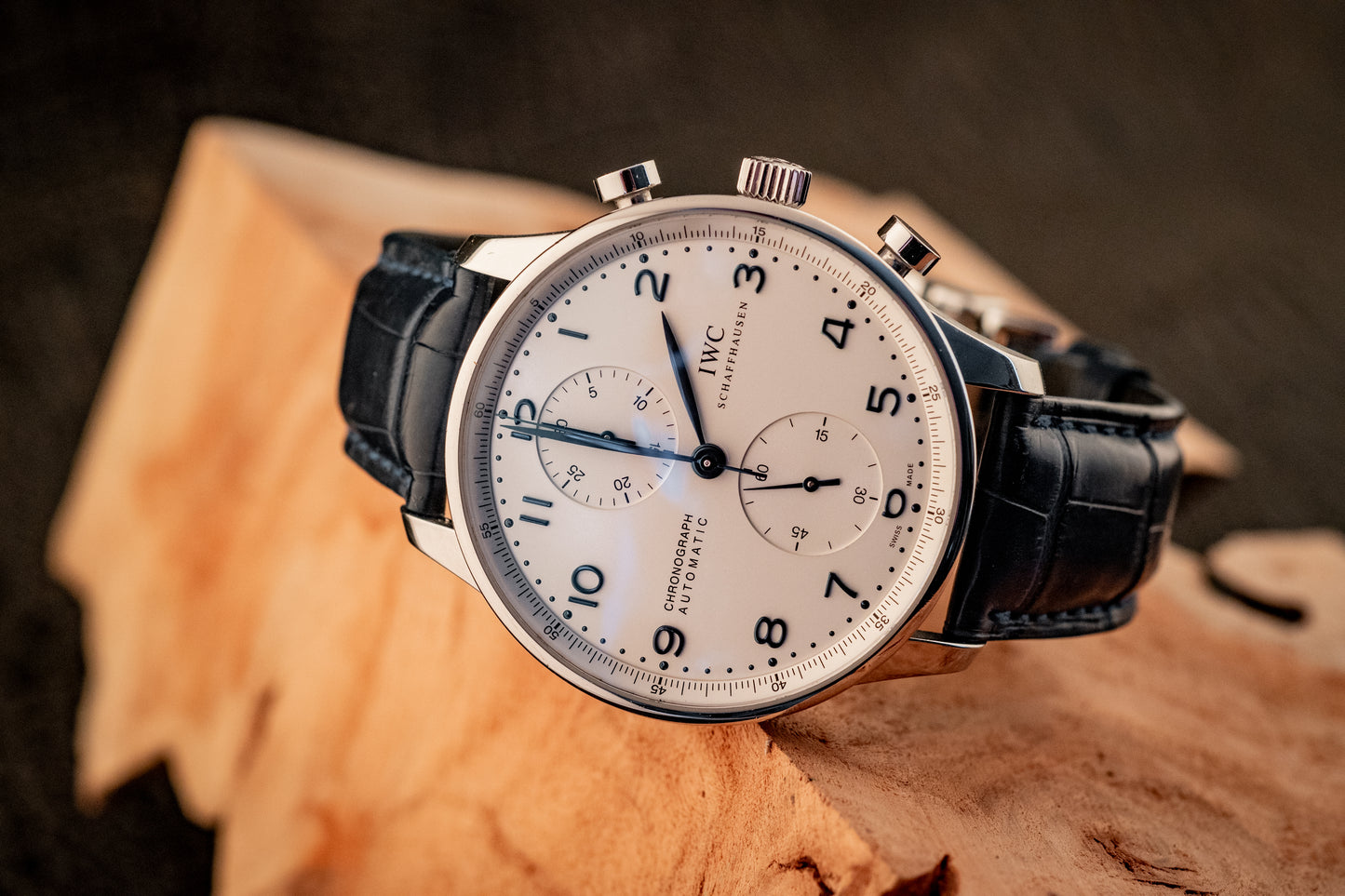 IWC Portuguese Chronograph Blue Strap Box And Papers Ref IW371446