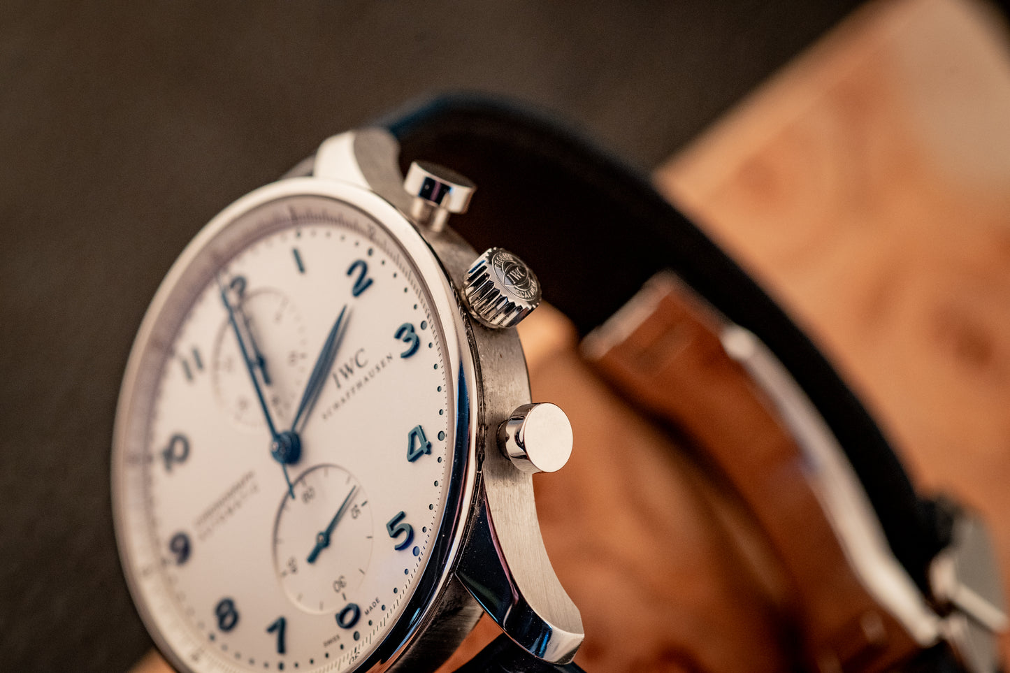 IWC Portuguese Chronograph Blue Strap Box And Papers Ref IW371446