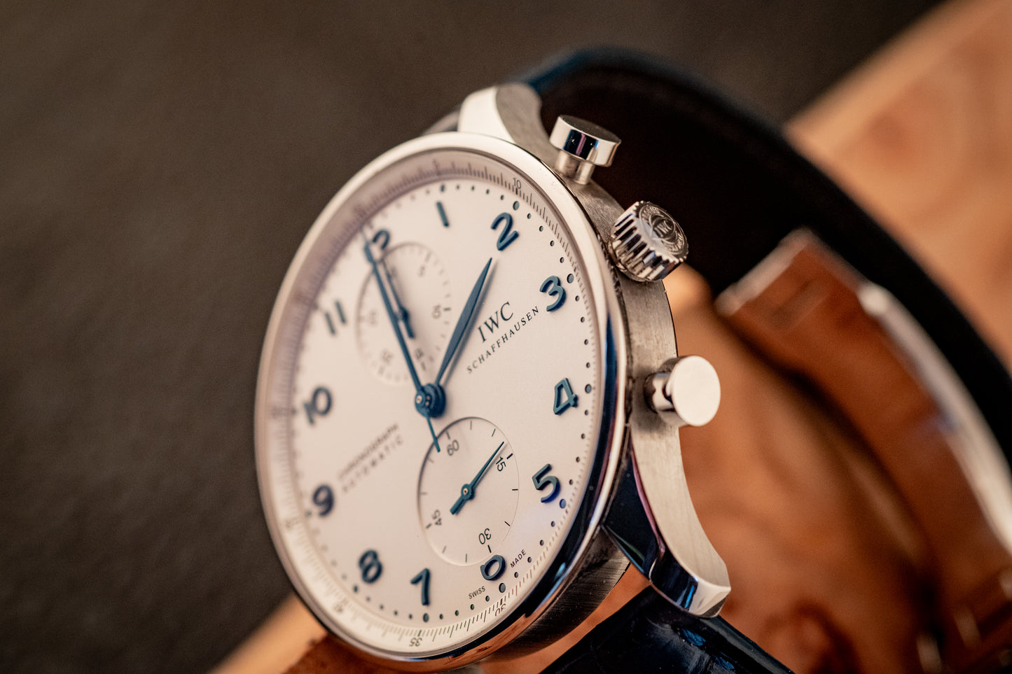 IWC Portuguese Chronograph Blue Strap Box And Papers Ref IW371446