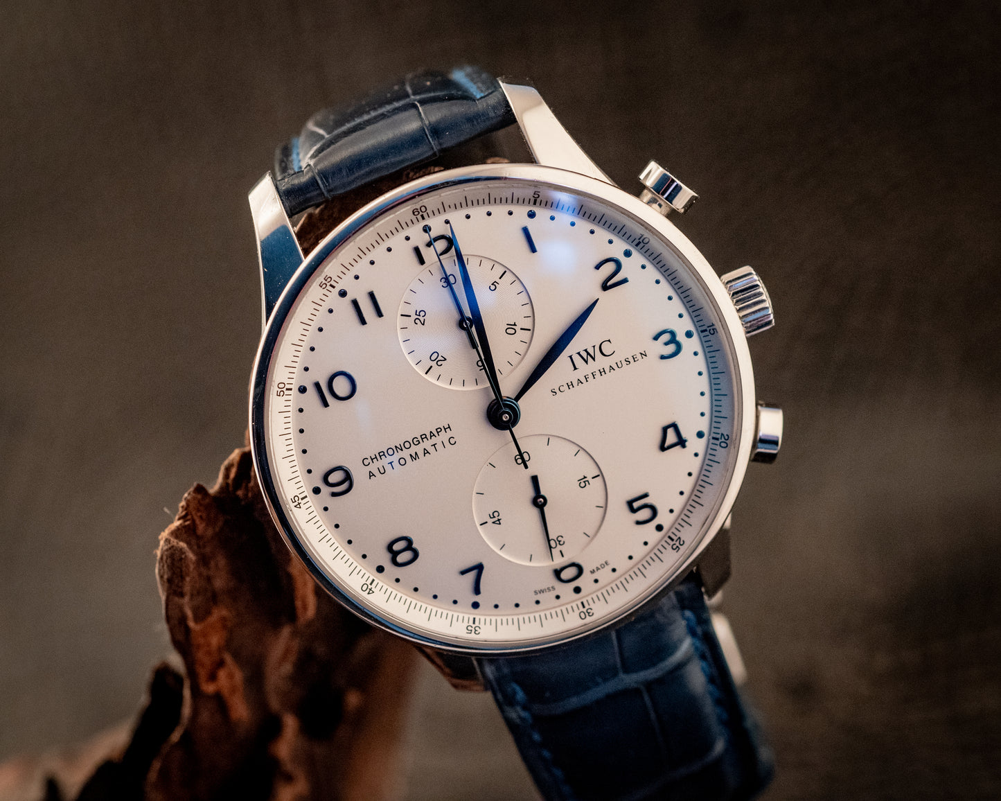 IWC Portuguese Chronograph Blue Strap Box And Papers Ref IW371446