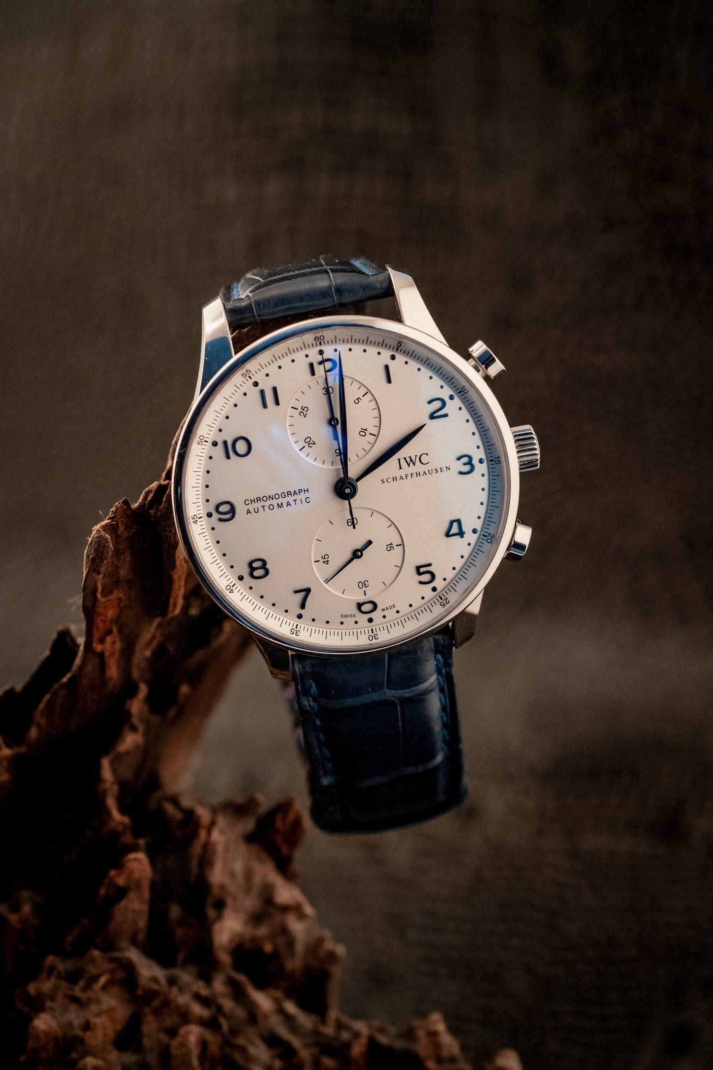 IWC Portuguese Chronograph Blue Strap Box And Papers Ref IW371446