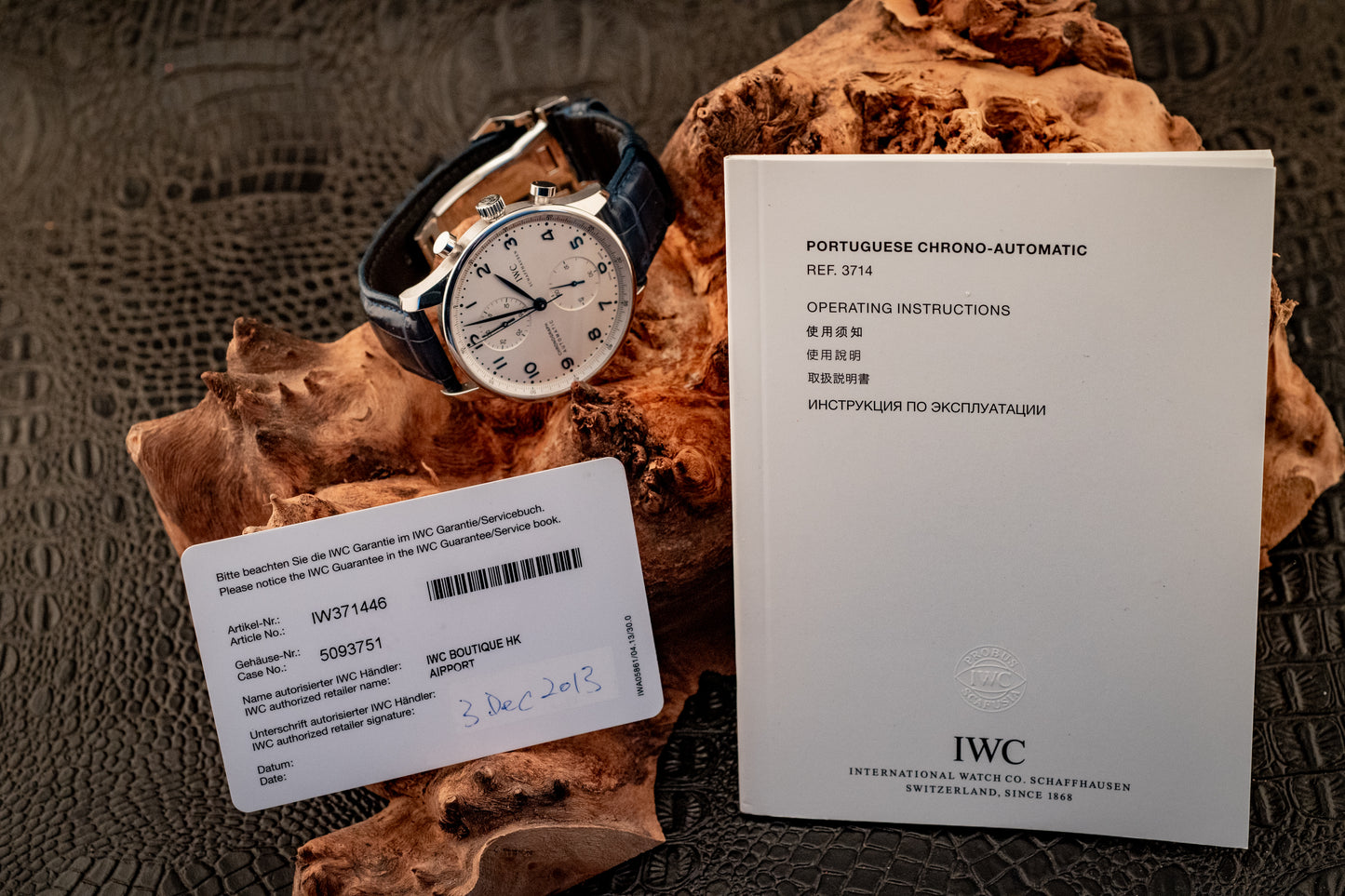 IWC Portuguese Chronograph Blue Strap Box And Papers Ref IW371446
