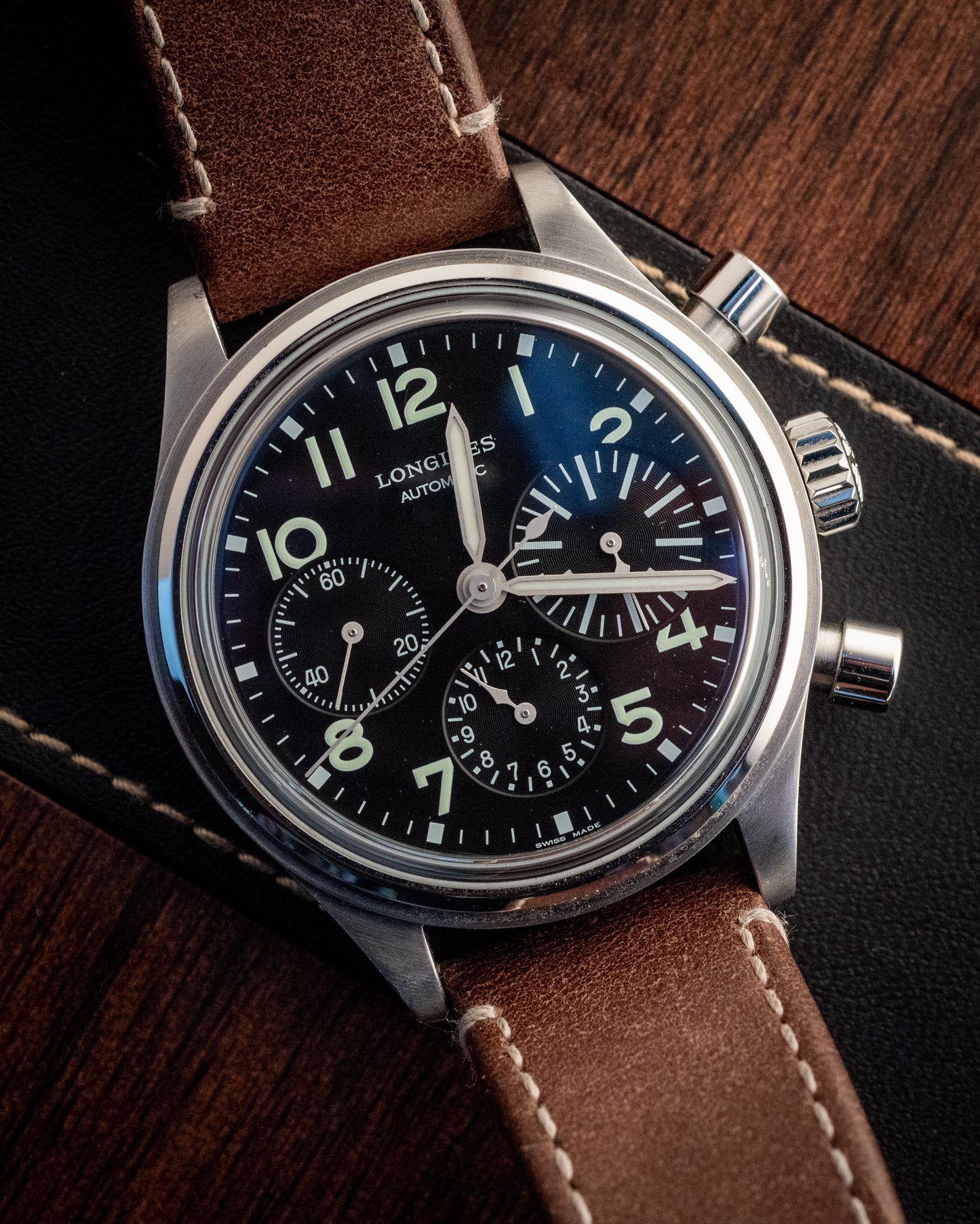 Longines Aviation BigEye 41MM Chronograph Box And Authentication Card Ref L2.816.4.53.2