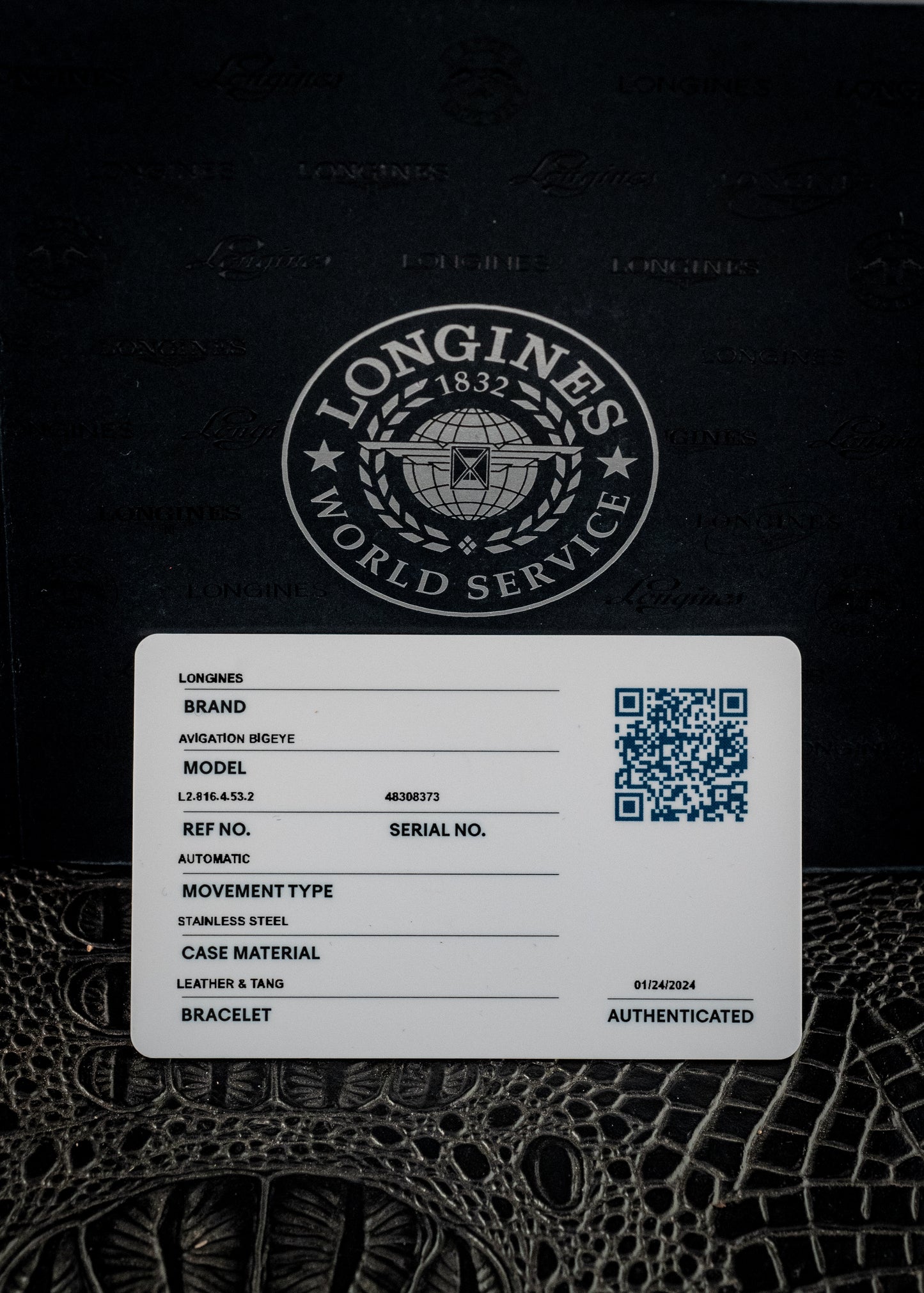 Longines Aviation BigEye 41MM Chronograph Box And Authentication Card Ref L2.816.4.53.2