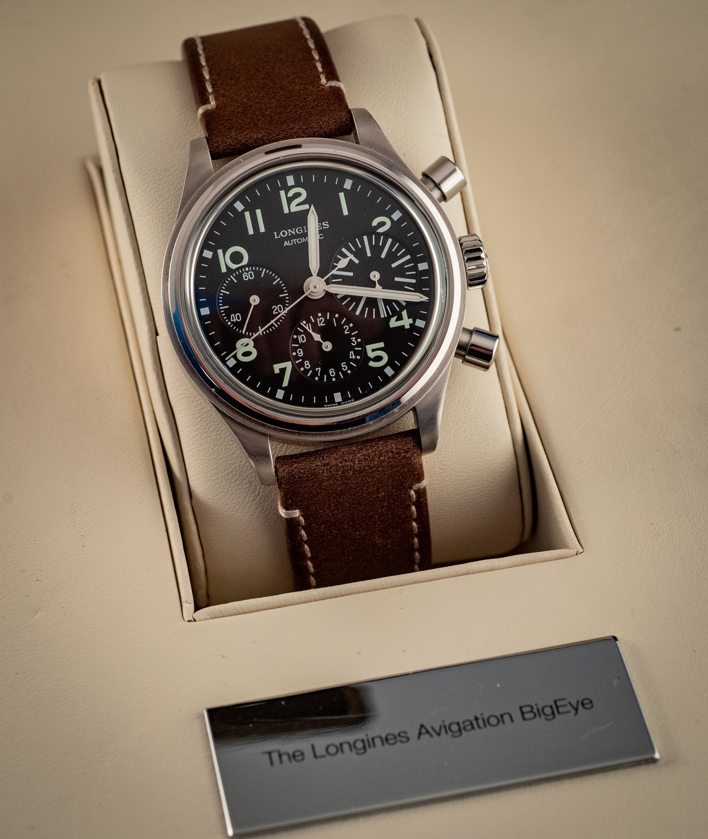 Longines Aviation BigEye 41MM Chronograph Box And Authentication Card Ref L2.816.4.53.2