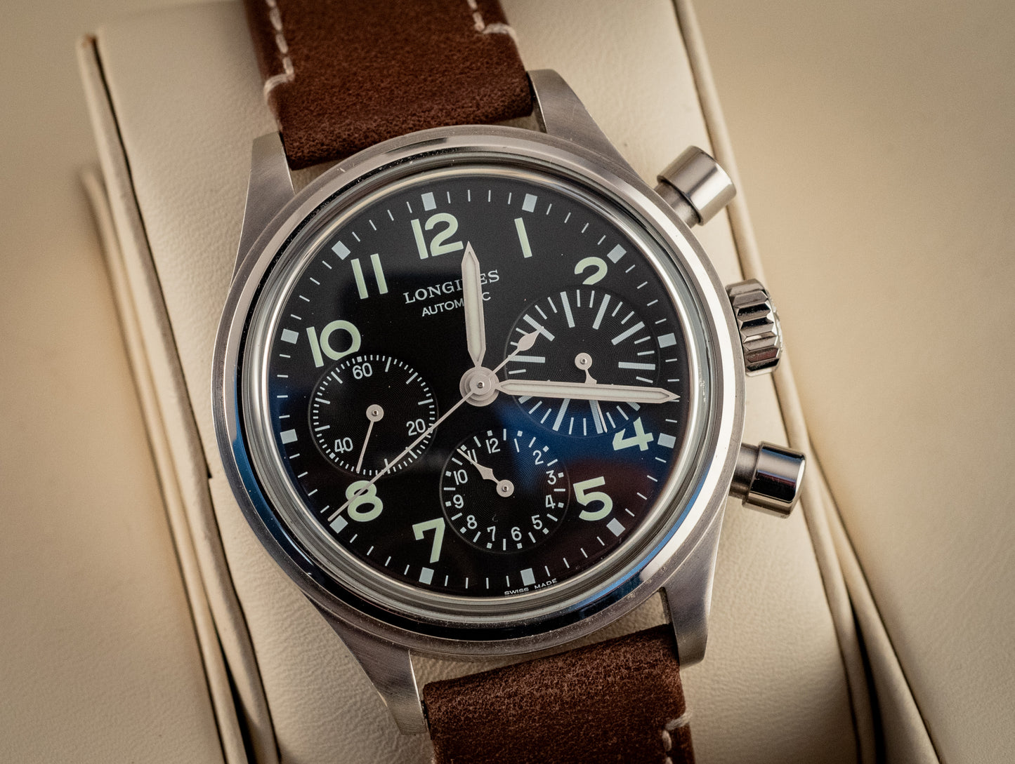 Longines Aviation BigEye 41MM Chronograph Box And Authentication Card Ref L2.816.4.53.2