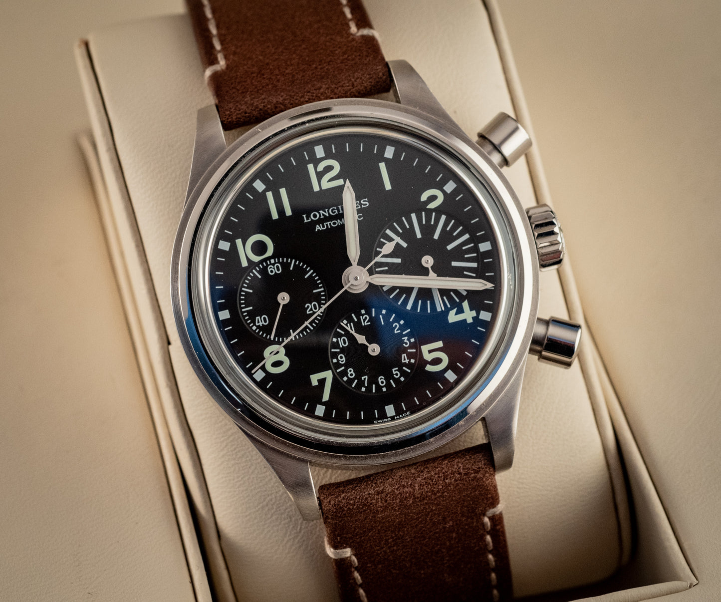 Longines Aviation BigEye 41MM Chronograph Box And Authentication Card Ref L2.816.4.53.2