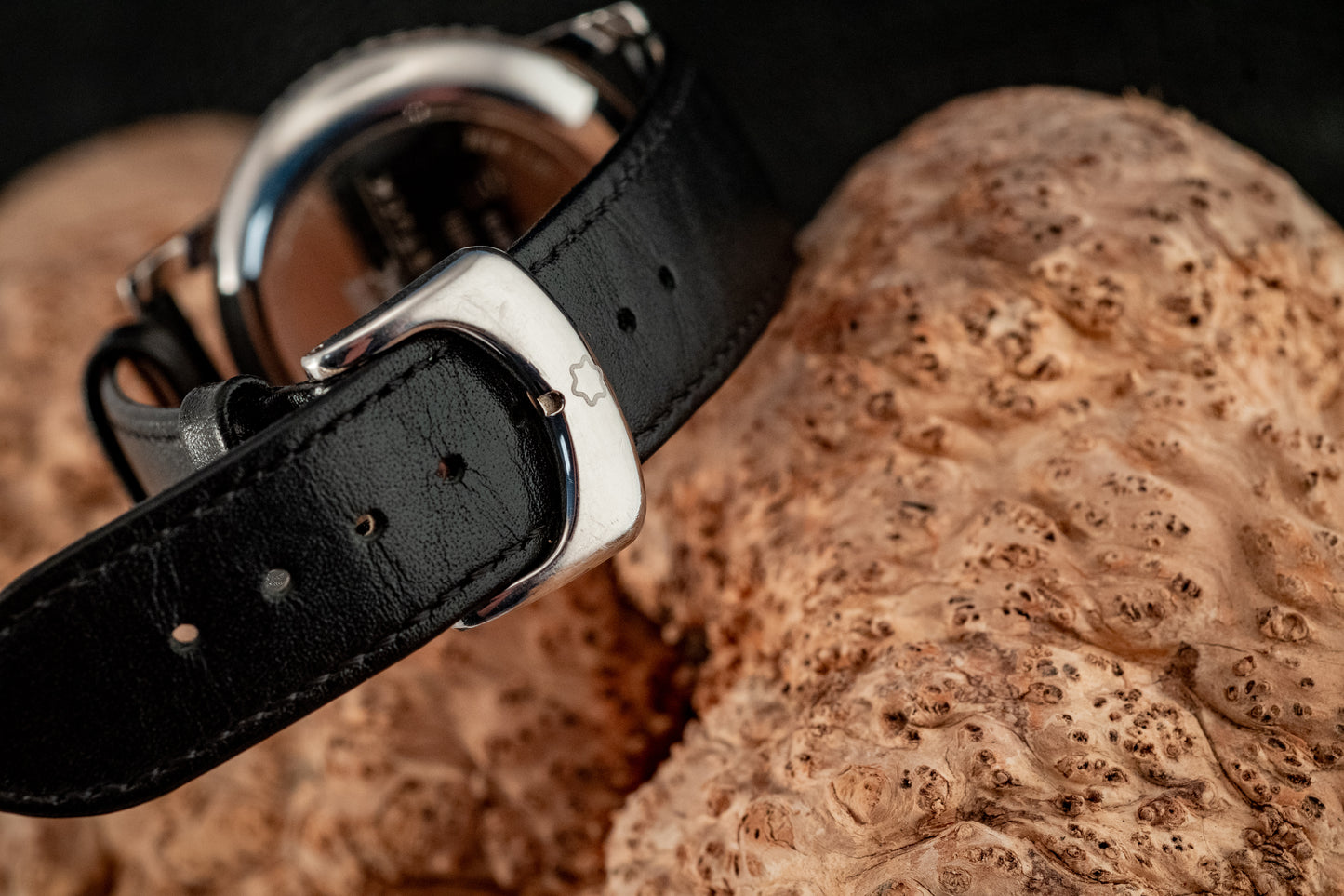 Montblanc Meisterstuck Star Automatic Stainless Steel Extra Black Leather Strap Ref 7027