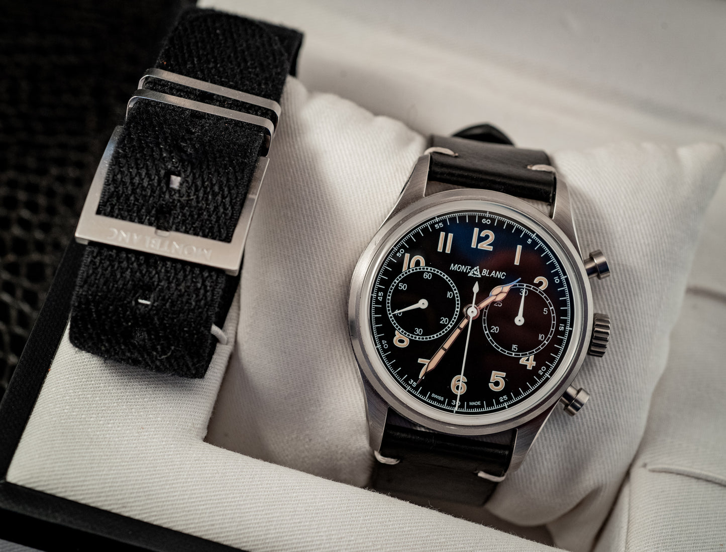 Montblanc 1858 AUTOMATIC CHRONOGRAPH 2023 Box And Papers Extra Strap Ref MB117835