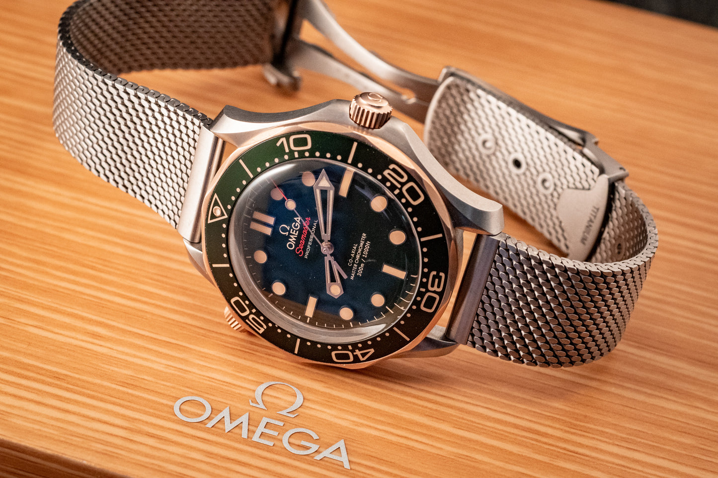 Omega Seamaster Diver 300 M Bronze Gold Green Dial Extra Strap 2025 Box And Papers Ref 210.92.42.20.10.001