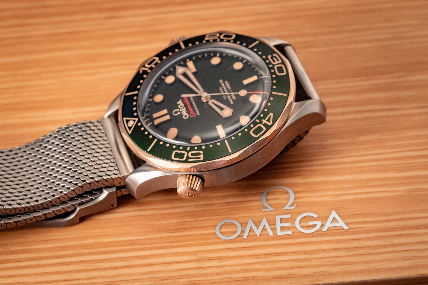 Omega Seamaster Diver 300 M Bronze Gold Green Dial Extra Strap 2025 Box And Papers Ref 210.92.42.20.10.001
