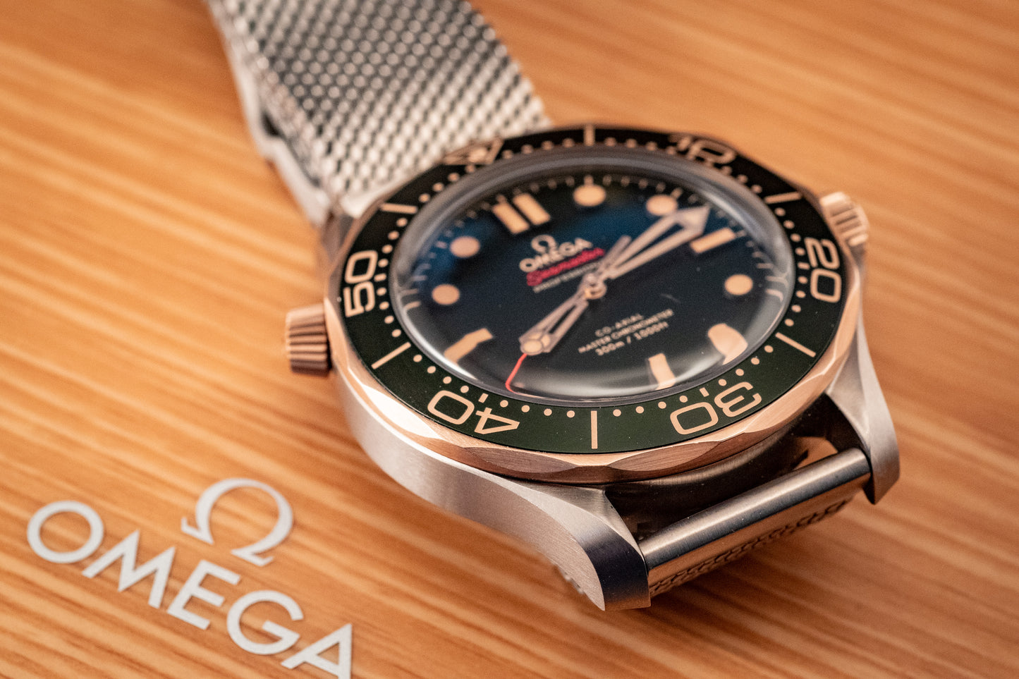 Omega Seamaster Diver 300 M Bronze Gold Green Dial Extra Strap 2025 Box And Papers Ref 210.92.42.20.10.001