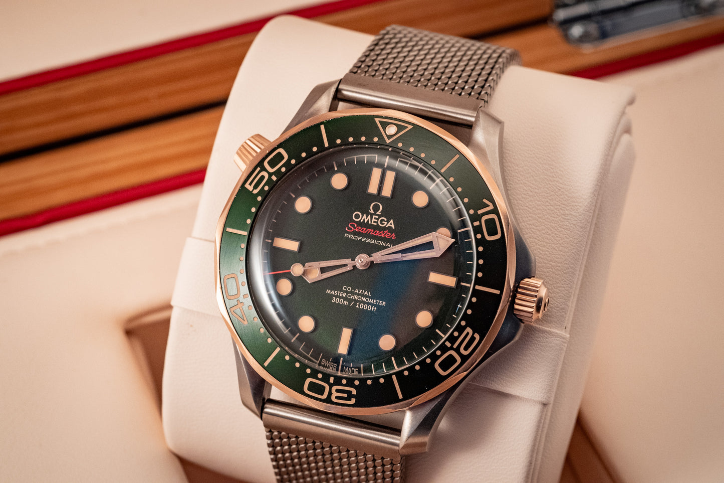 Omega Seamaster Diver 300 M Bronze Gold Green Dial Extra Strap 2025 Box And Papers Ref 210.92.42.20.10.001