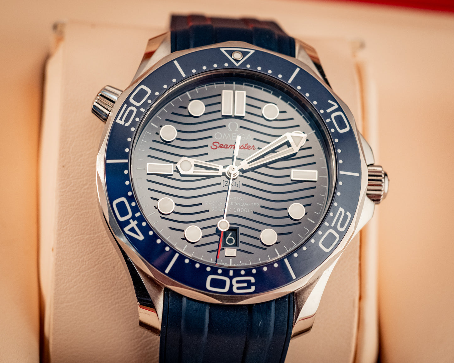 Omega Seamaster Diver 300MM Blue Dial Rubber 2020 Ref 210.32.42.20.03.001 Box And Papers