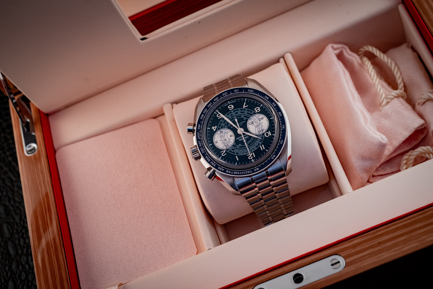 Omega Speedmaster Blue Chronoscope Master Chronometer 2021 Box And Papers Ref 329.30.43.51.03.001