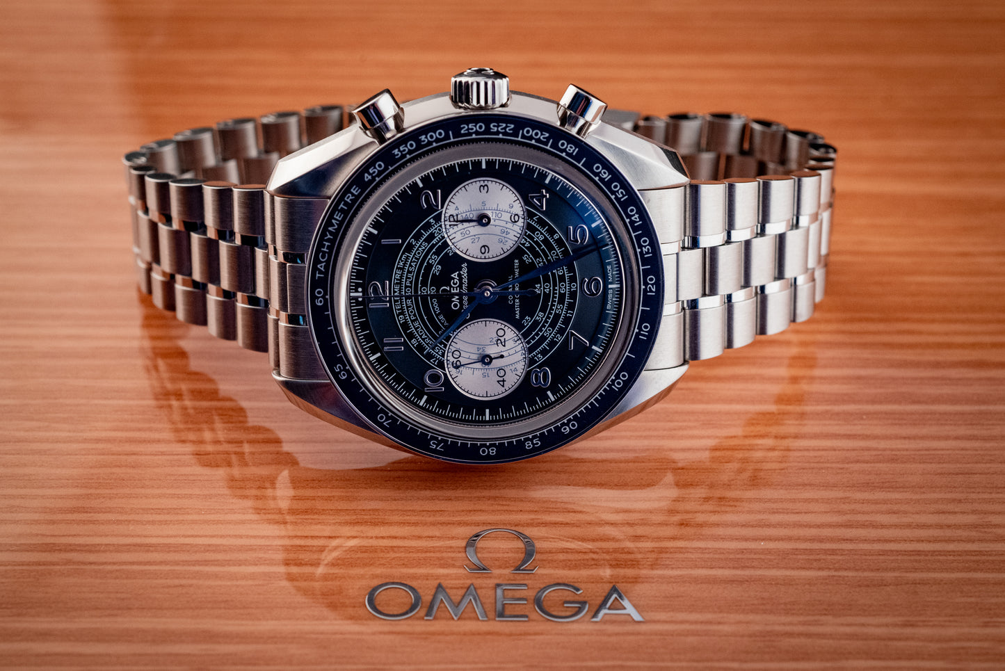 Omega Speedmaster Blue Chronoscope Master Chronometer 2021 Box And Papers Ref 329.30.43.51.03.001