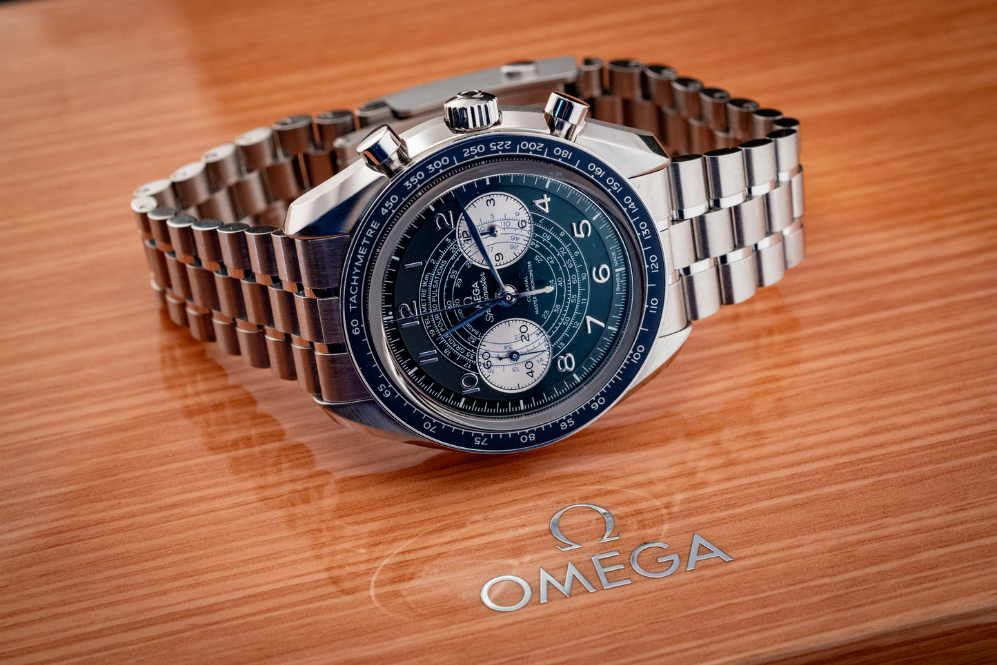 Omega Speedmaster Blue Chronoscope Master Chronometer 2021 Box And Papers Ref 329.30.43.51.03.001