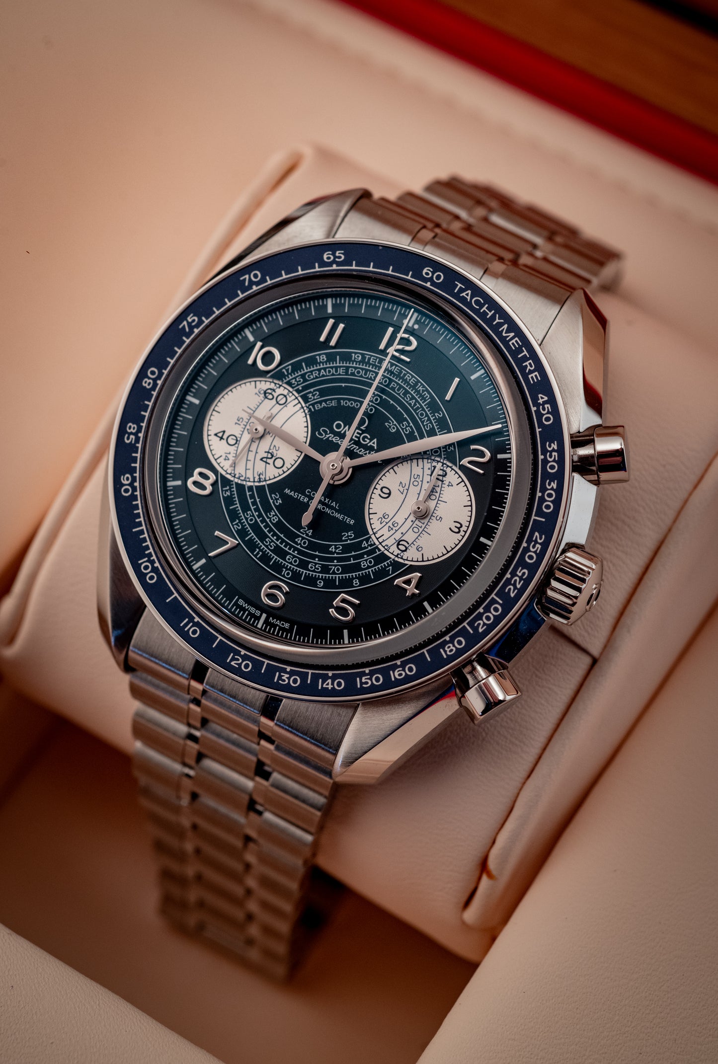 Omega Speedmaster Blue Chronoscope Master Chronometer 2021 Box And Papers Ref 329.30.43.51.03.001
