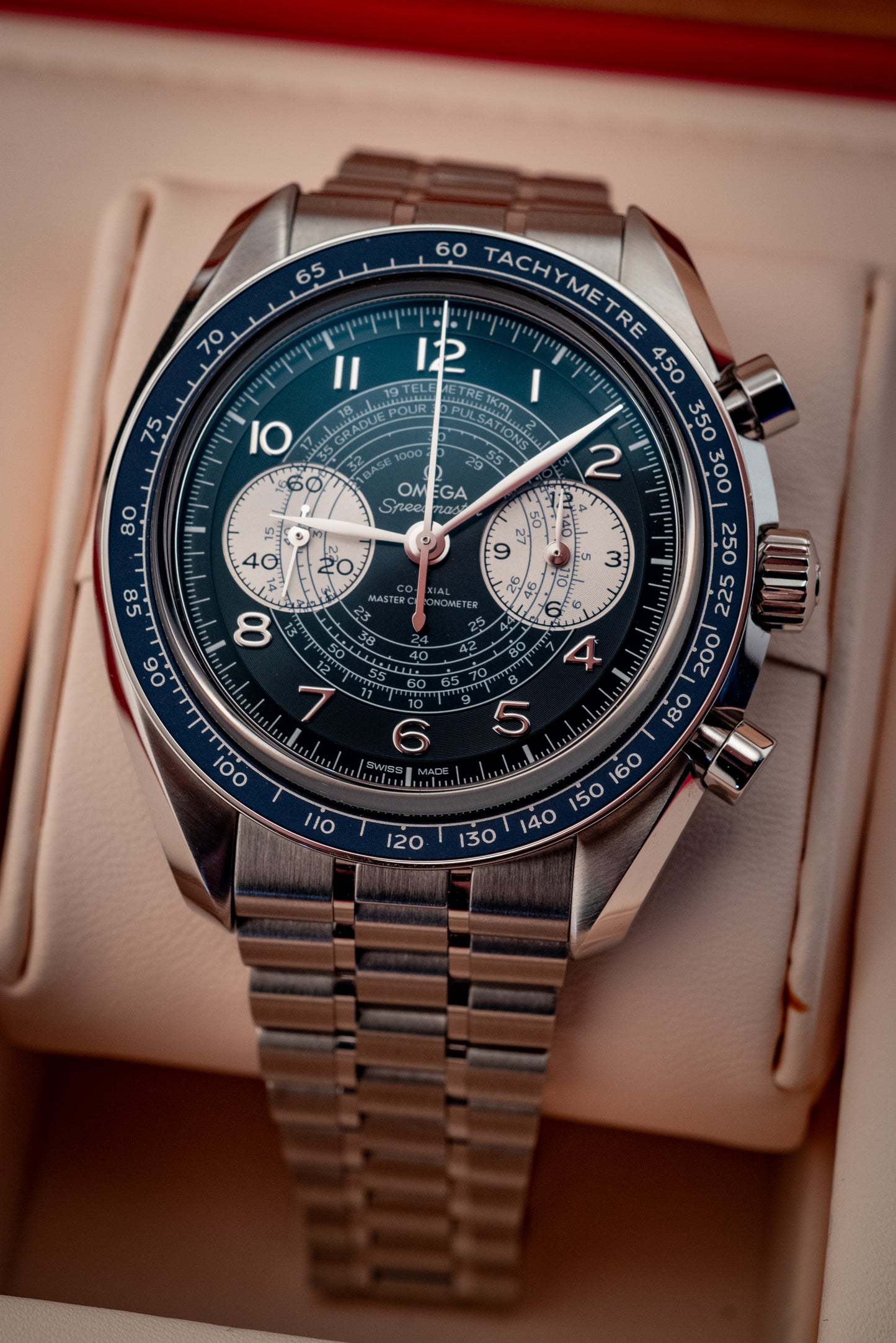 Omega Speedmaster Blue Chronoscope Master Chronometer 2021 Box And Papers Ref 329.30.43.51.03.001