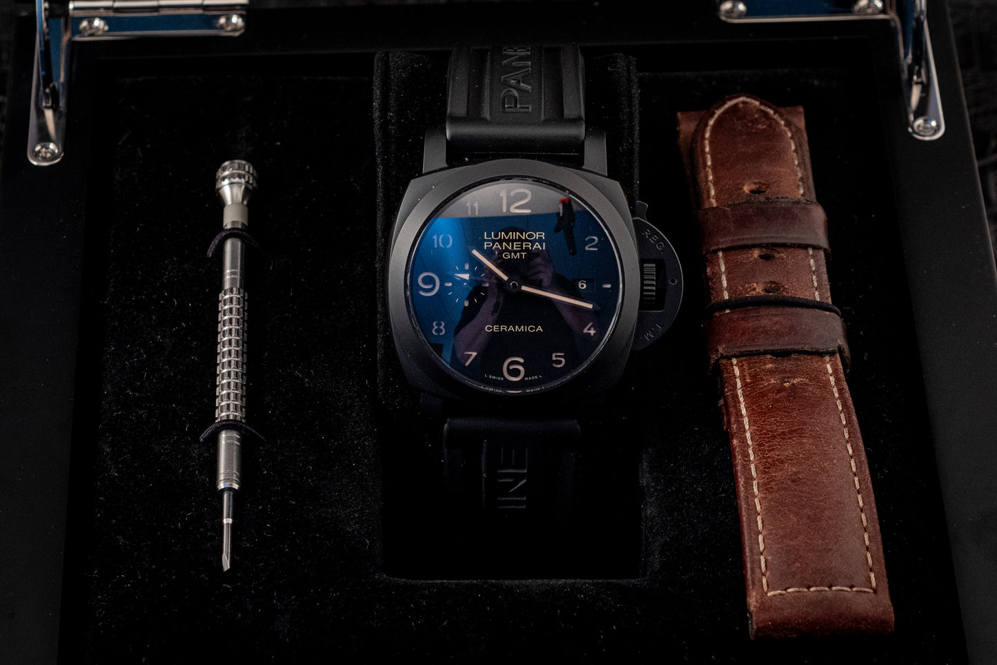 Panerai Luminor 1950 Ceramic 2016 2 Extra Leather Straps Box And Papers Ref PAM00441