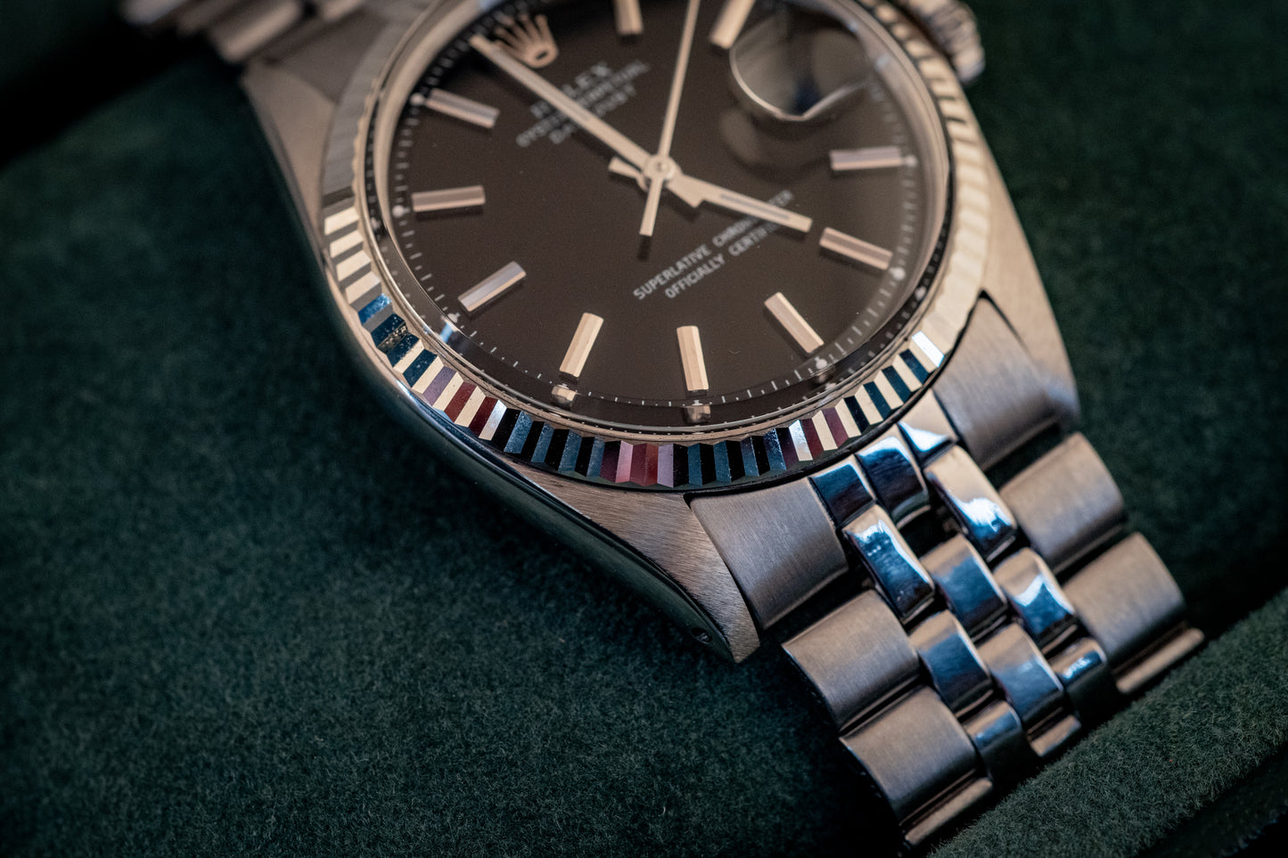 Rolex 36MM Datejust 18K White Gold Stainless Steel Black Dial Jubilee Ref 1601