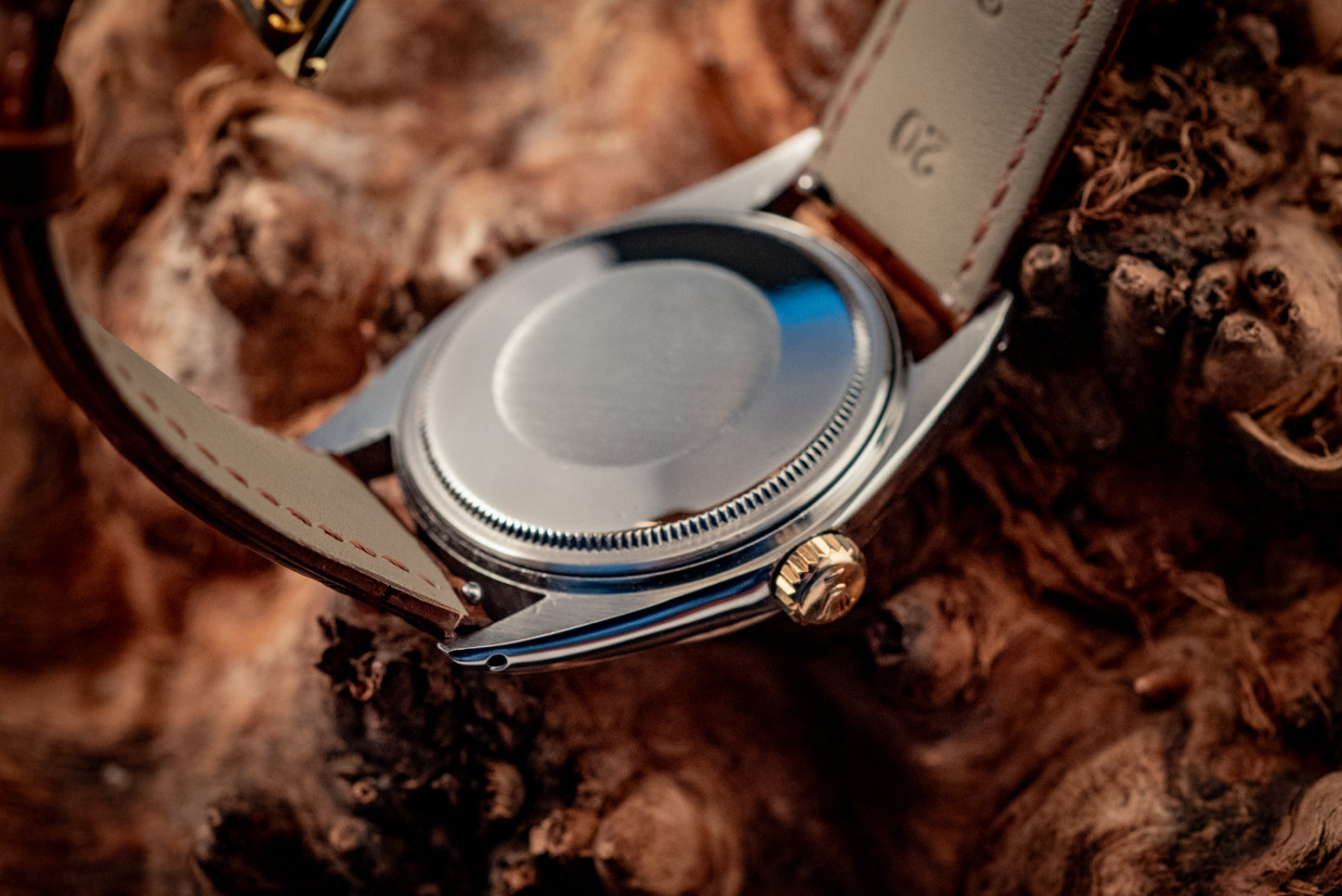 Rolex Datejust 14K Yellow Gold Steel Champagne Brown Leather Band Ref 1601