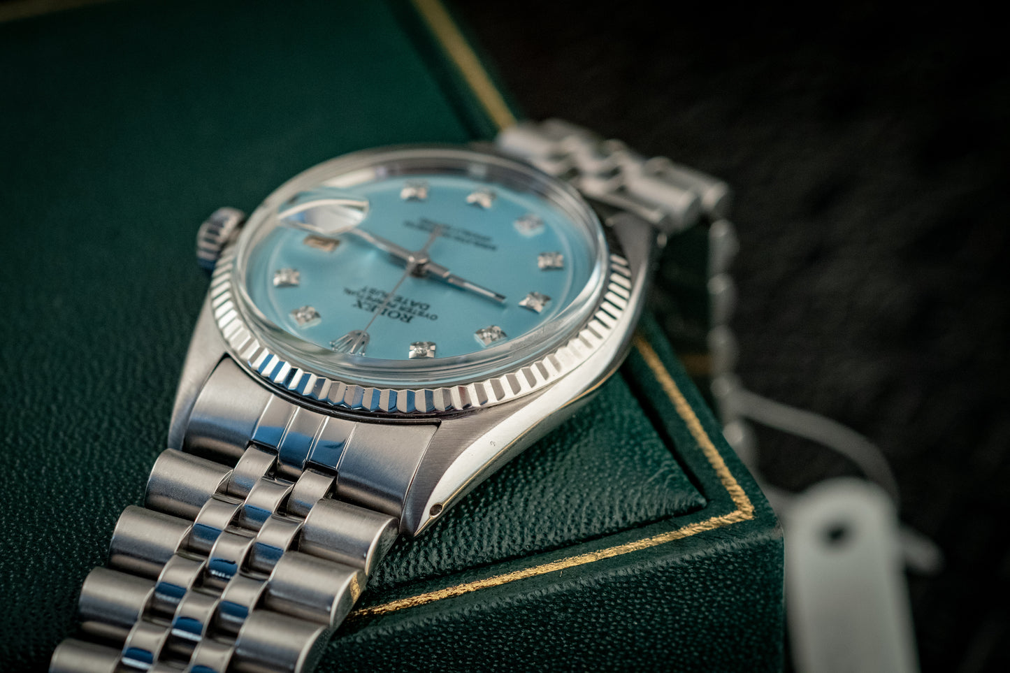 Rolex Datejust 36MM 18K White Gold And Blue Diamond Dial Fluted Bezel Ref 1601