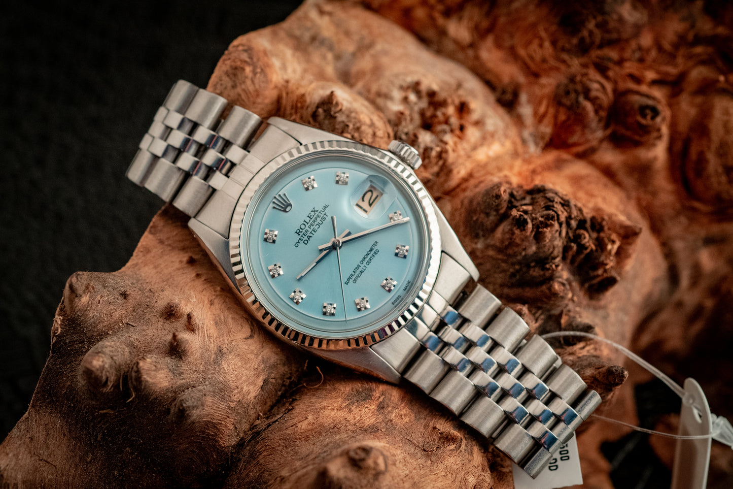 Rolex Datejust 36MM 18K White Gold And Blue Diamond Dial Fluted Bezel Ref 1601