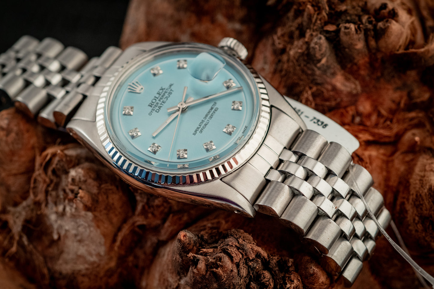 Rolex Datejust 36MM 18K White Gold And Blue Diamond Dial Fluted Bezel Ref 1601