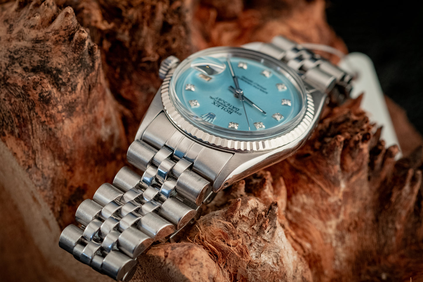 Rolex Datejust 36MM 18K White Gold And Blue Diamond Dial Fluted Bezel Ref 1601