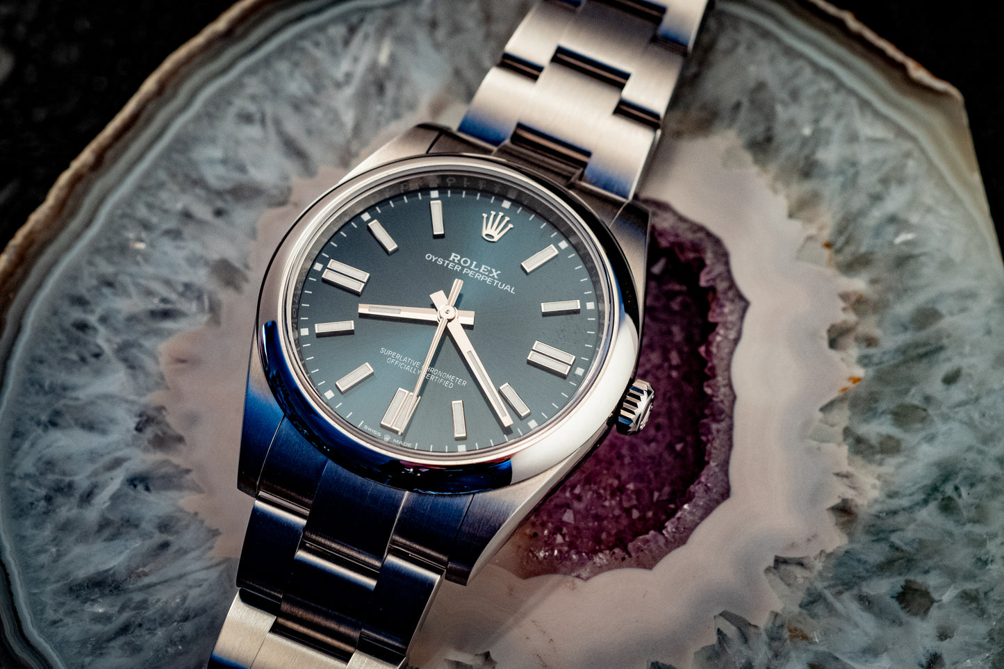 Rolex Oyster Perpetual 41 Blue Dial Steel Mens Automatic Watch 2023 Ref 124300 Box And Papers Purchase Receipt