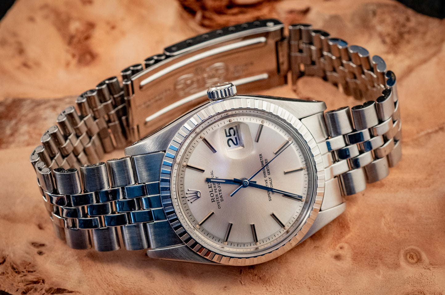 Rolex Datejust Stainless Steel Silver Stick Dial Jubilee Band Ref 1603