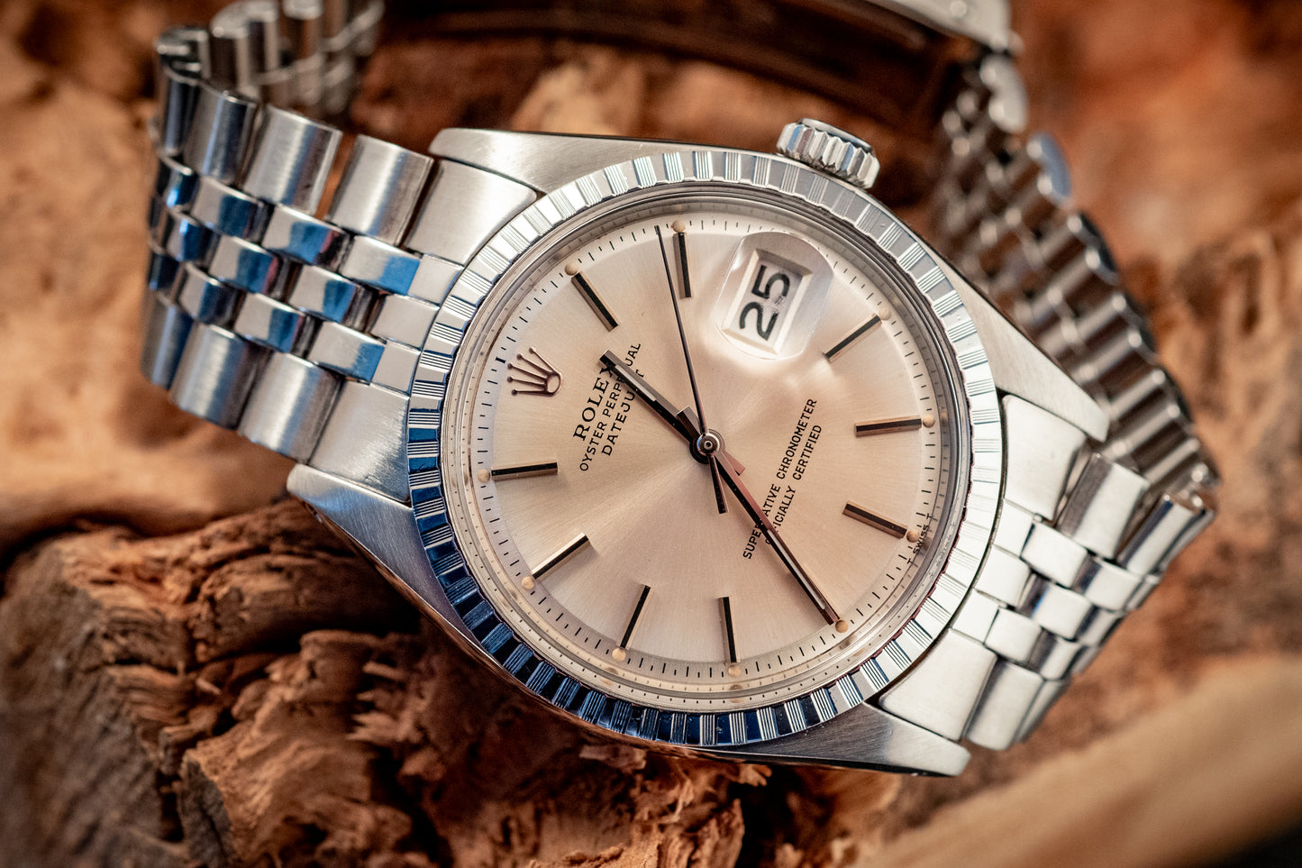 Rolex Datejust Stainless Steel Silver Stick Dial Jubilee Band Ref 1603