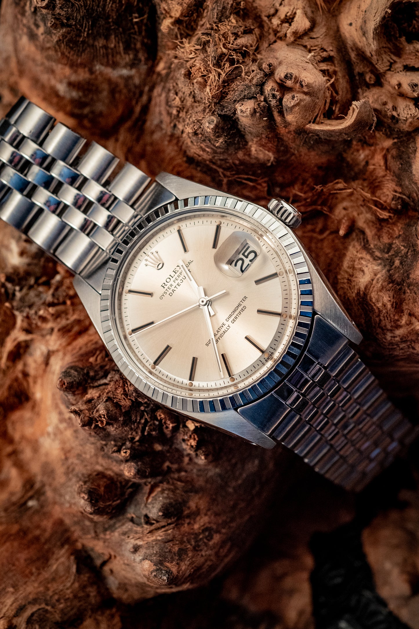 Rolex Datejust Stainless Steel Silver Stick Dial Jubilee Band Ref 1603