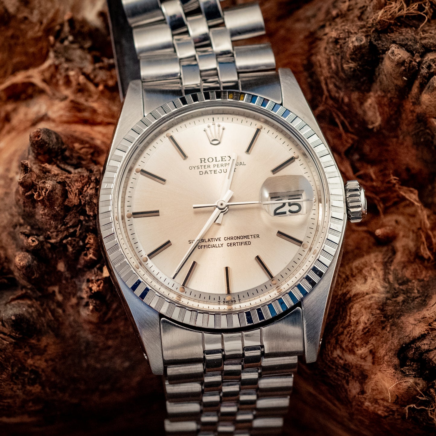 Rolex Datejust Stainless Steel Silver Stick Dial Jubilee Band Ref 1603