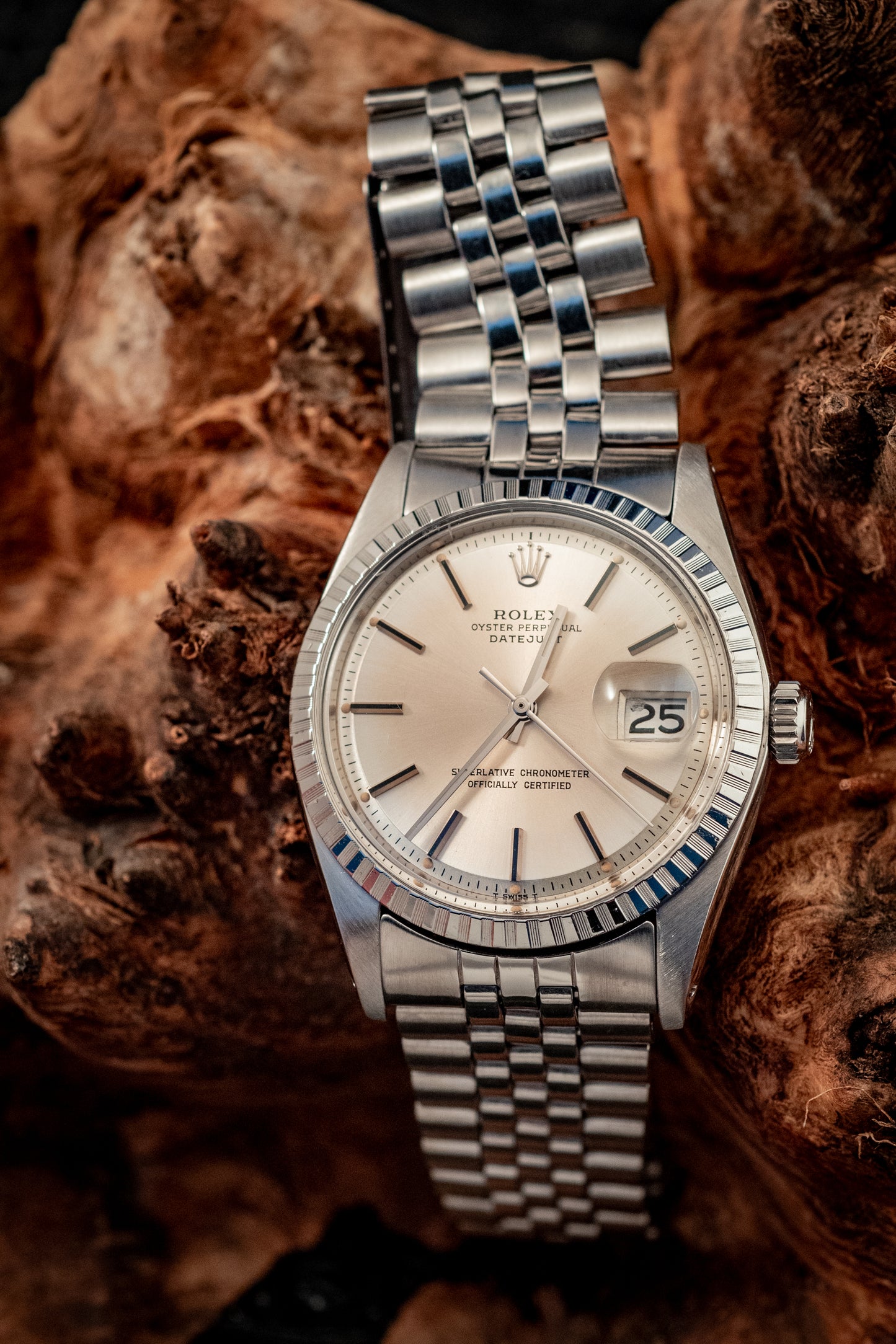 Rolex Datejust Stainless Steel Silver Stick Dial Jubilee Band Ref 1603