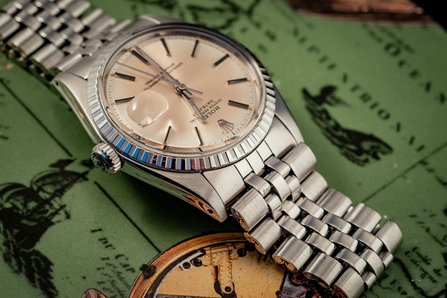 Rolex Datejust Stainless Steel Silver Stick Dial Jubilee Band Ref 1603