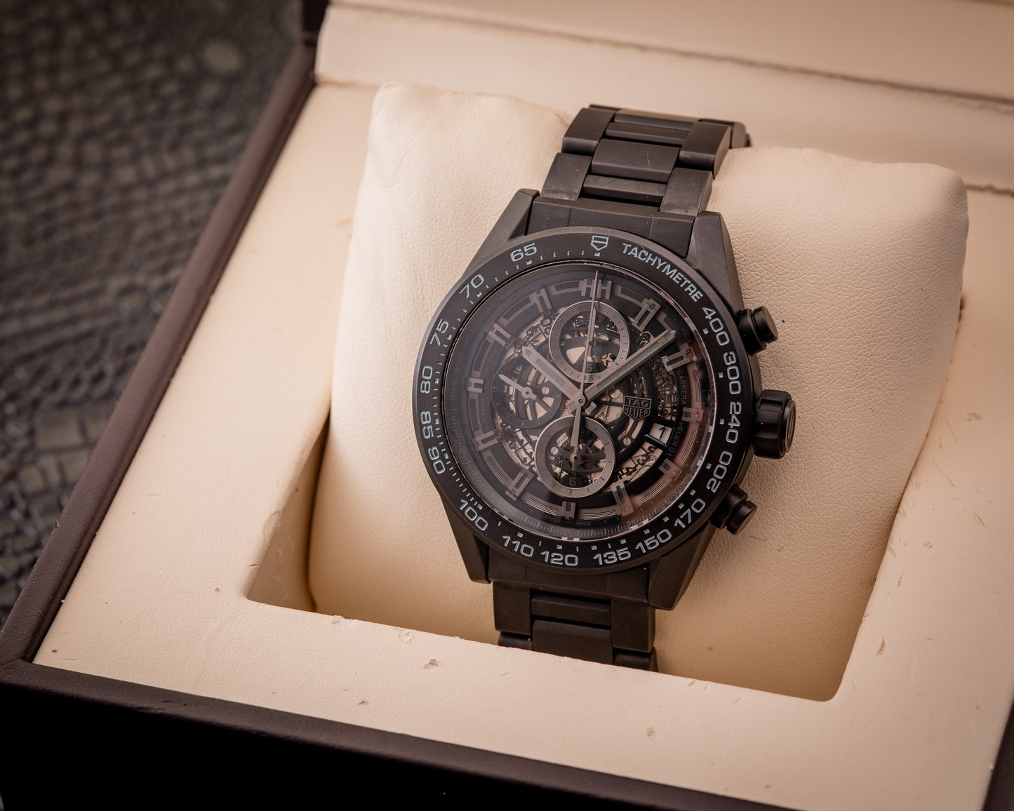 Tag HEUER Carrera Calibre HEUER 01 Ceramic Bracelet 45mm Skeleton Box And Papers Ref CAR2A91